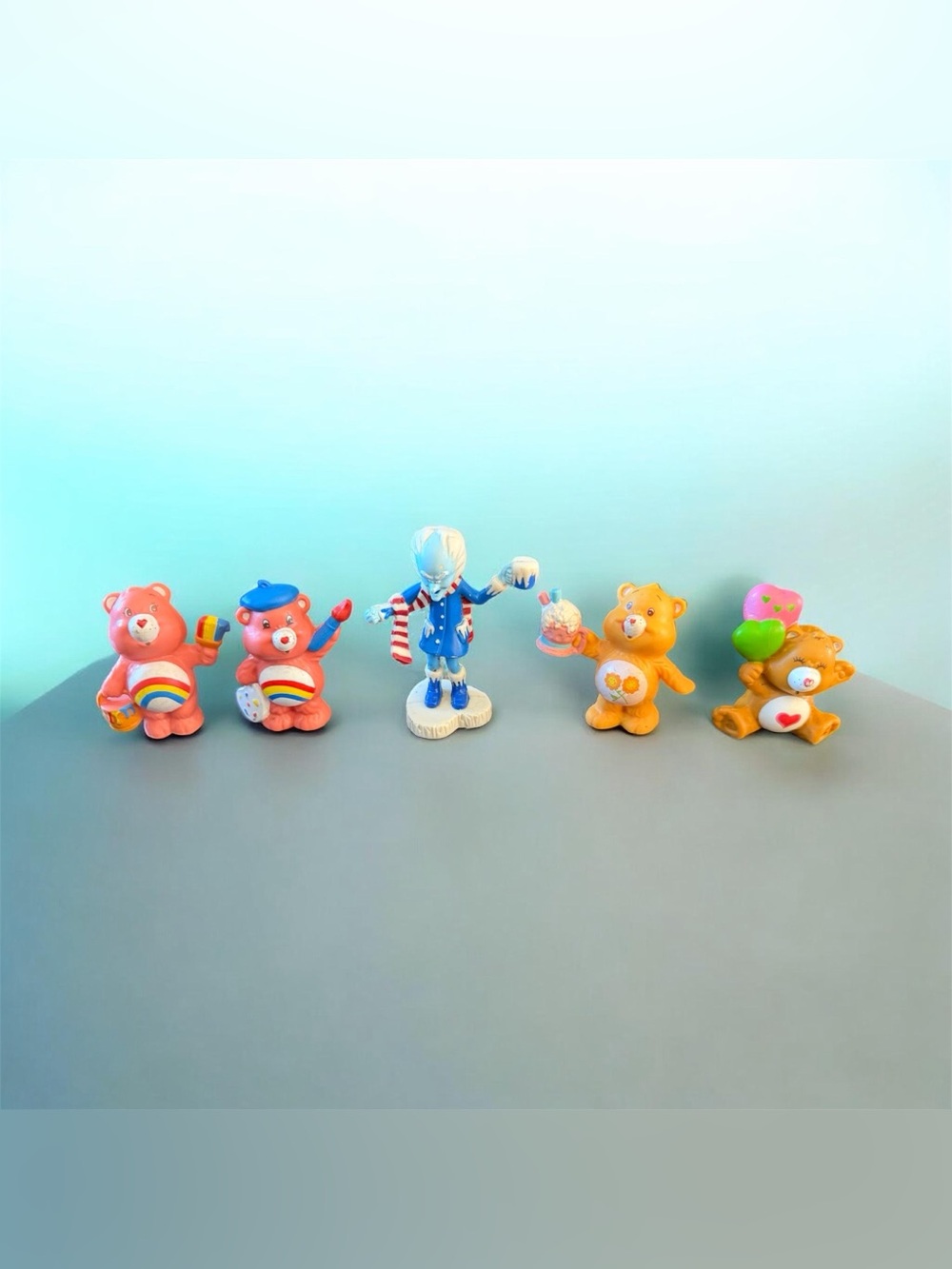 Vintage Care Bears 1980’s 2” Lot of PVC Mini Figures Retro Toys Set Of 5